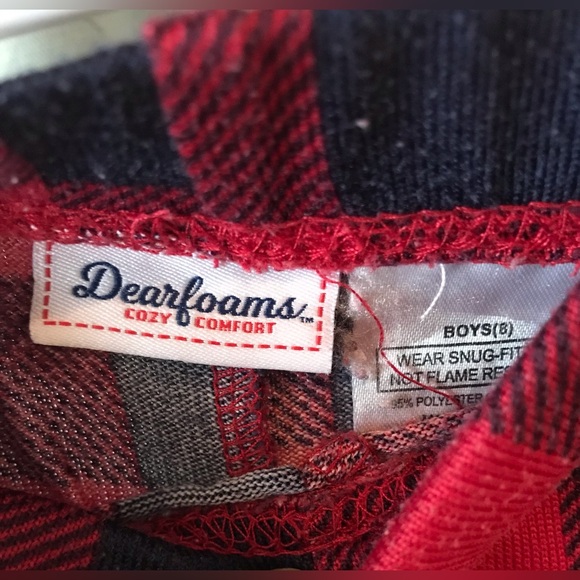 FREE! Dearfoams size 8 boys red buffalo check plaid Little Bear pajama set - Picture 3 of 5